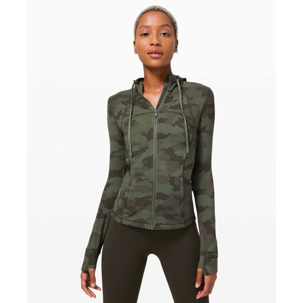 Lululemon Hooded Define Jacket *Nulu Heritage 365 Camo Green Full Zip Size 6 Gym
